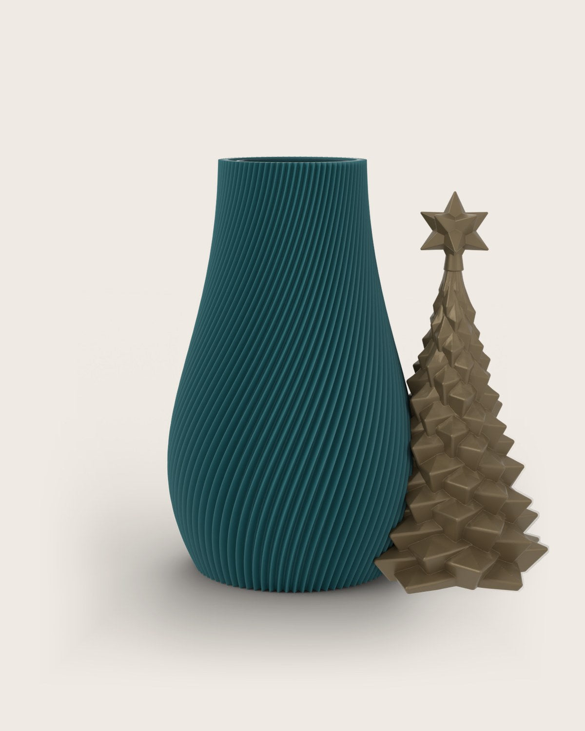 Weihnachtsvase Clipvase in Petrol mit Tannenbaum-Clip in Gold
