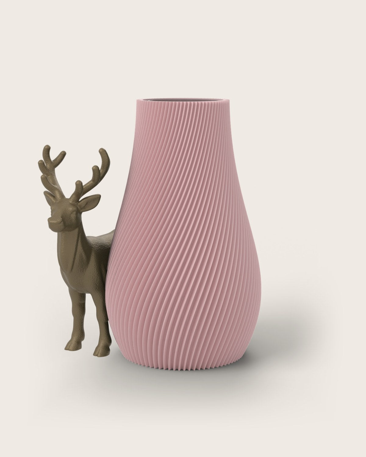 Weihnachtsvase Clipvase in Rosa mit Rentier-Clip in Gold