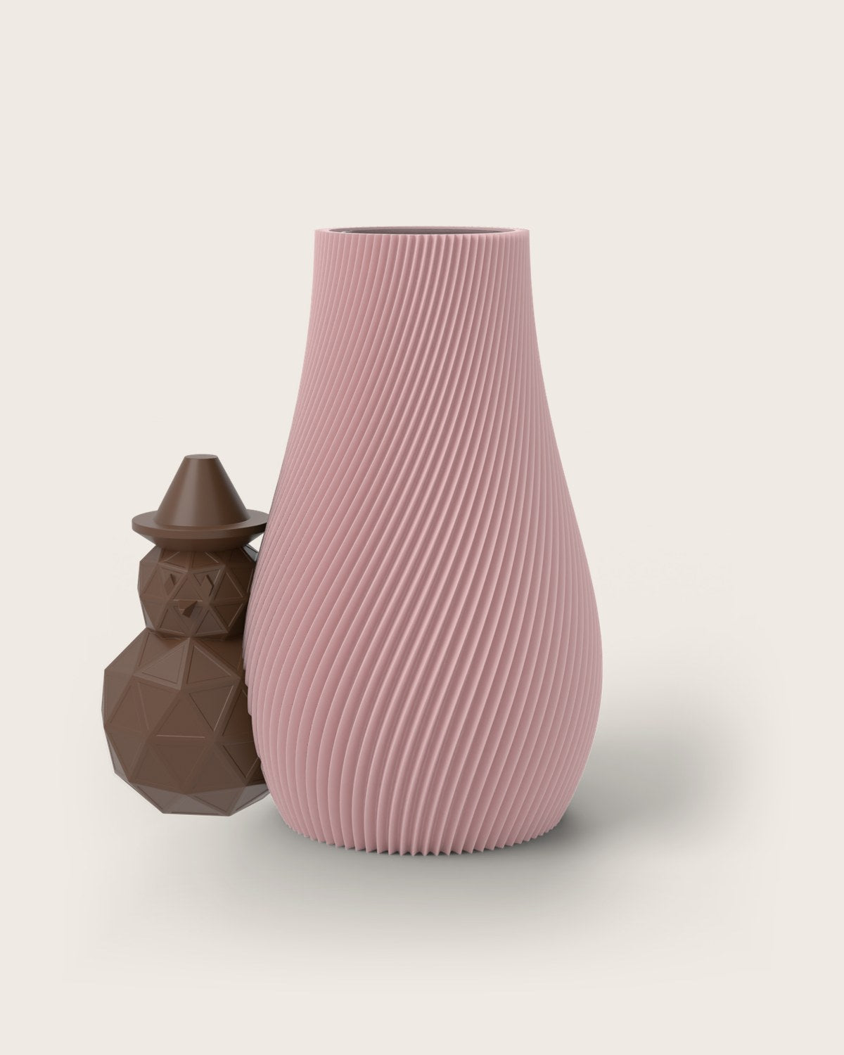 Weihnachtsvase Clipvase in Rosa mit Schneemann-Clip in Kupfer