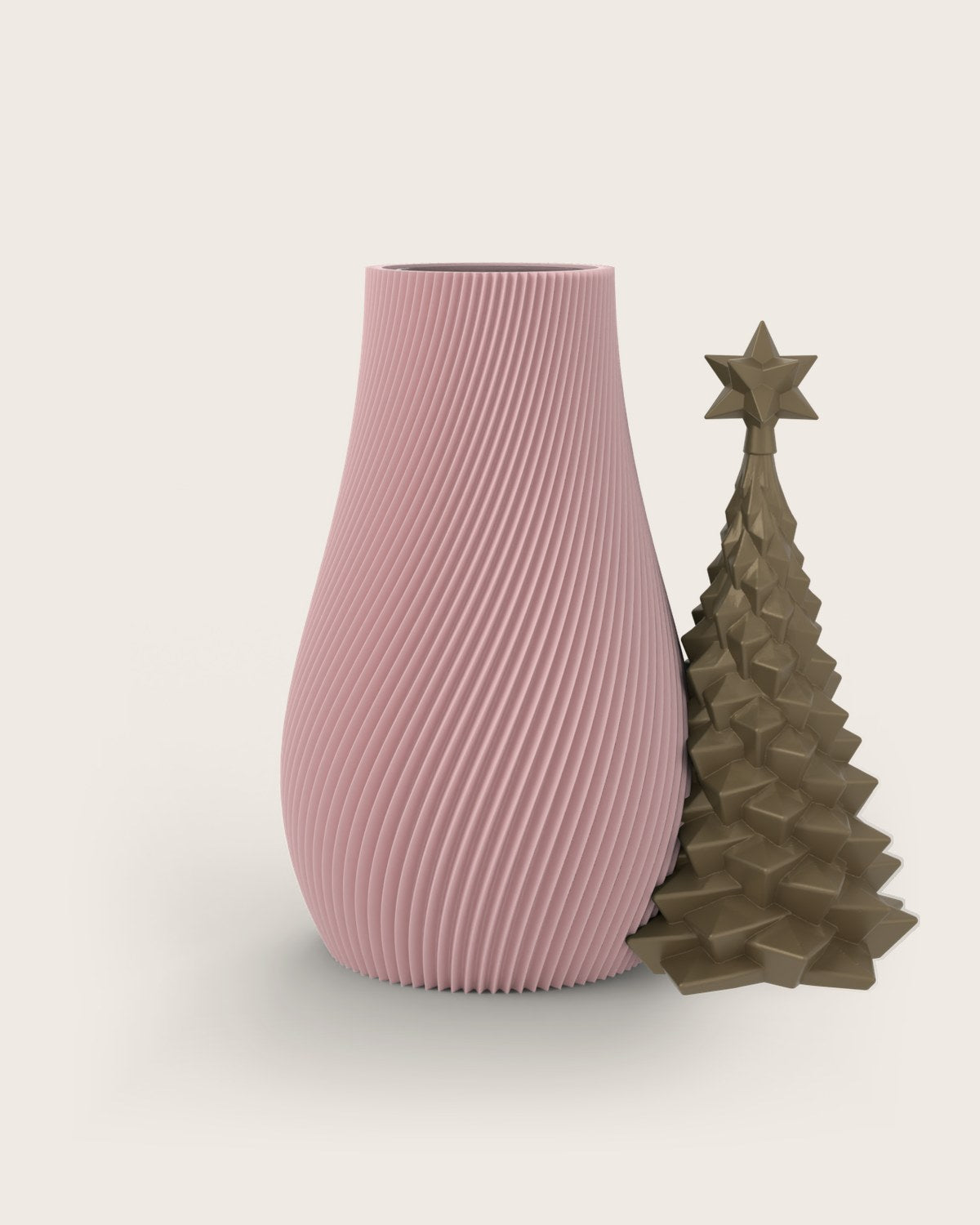 Weihnachtsvase Clipvase in Rosa mit Tannenbaum-Clip in Gold