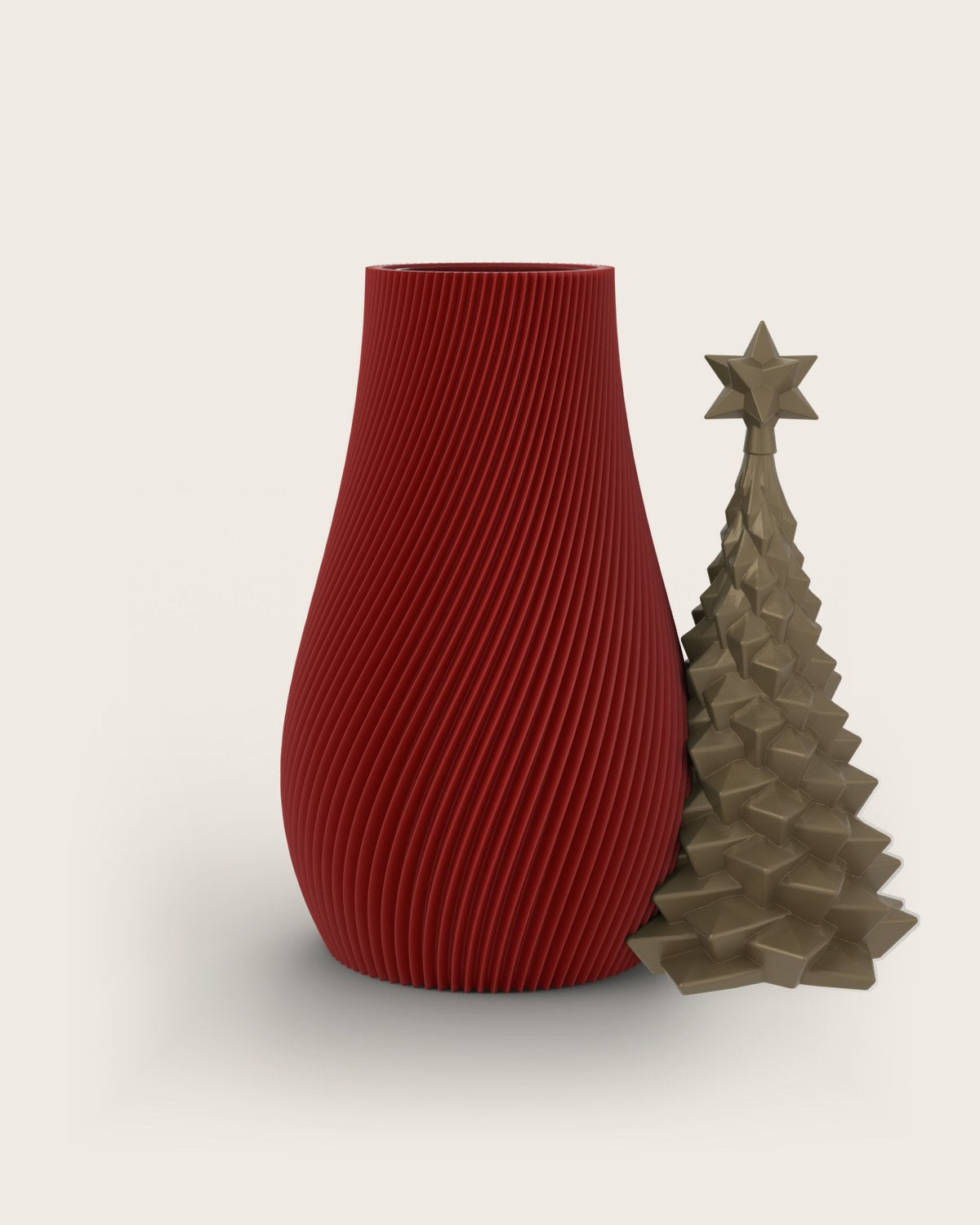 Weihnachtsvase Clipvase in Rubin mit Tannenbaum-Clip in Gold