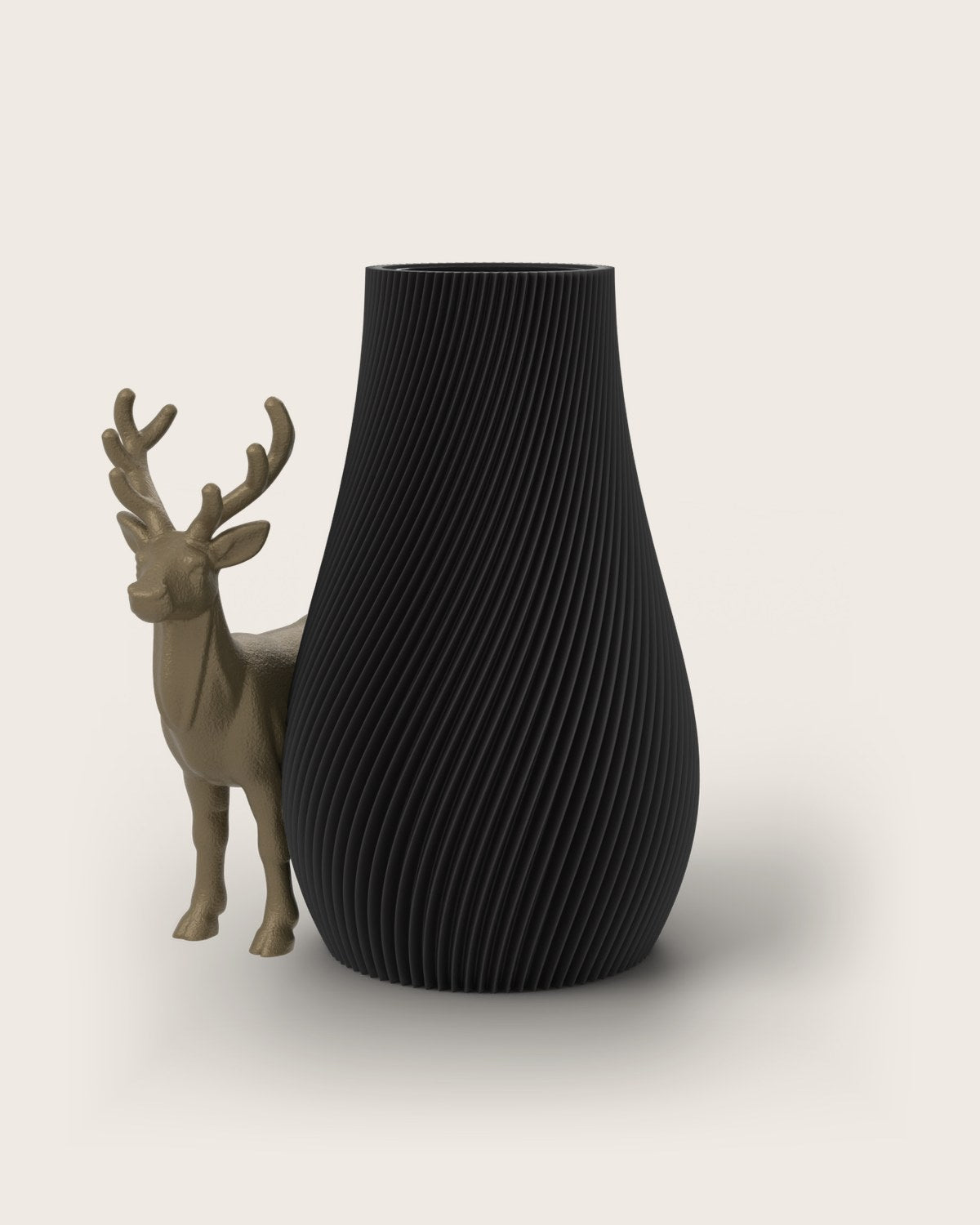 Weihnachtsvase Clipvase in Schwarz mit Rentier-Clip in Gold