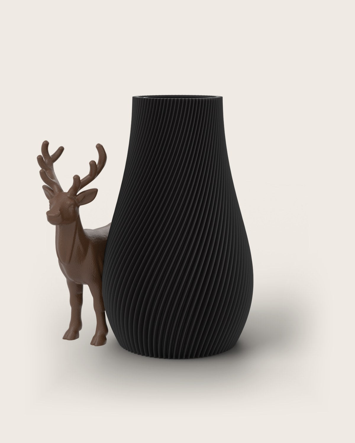Weihnachtsvase Clipvase in Schwarz mit Rentier-Clip in Kupfer