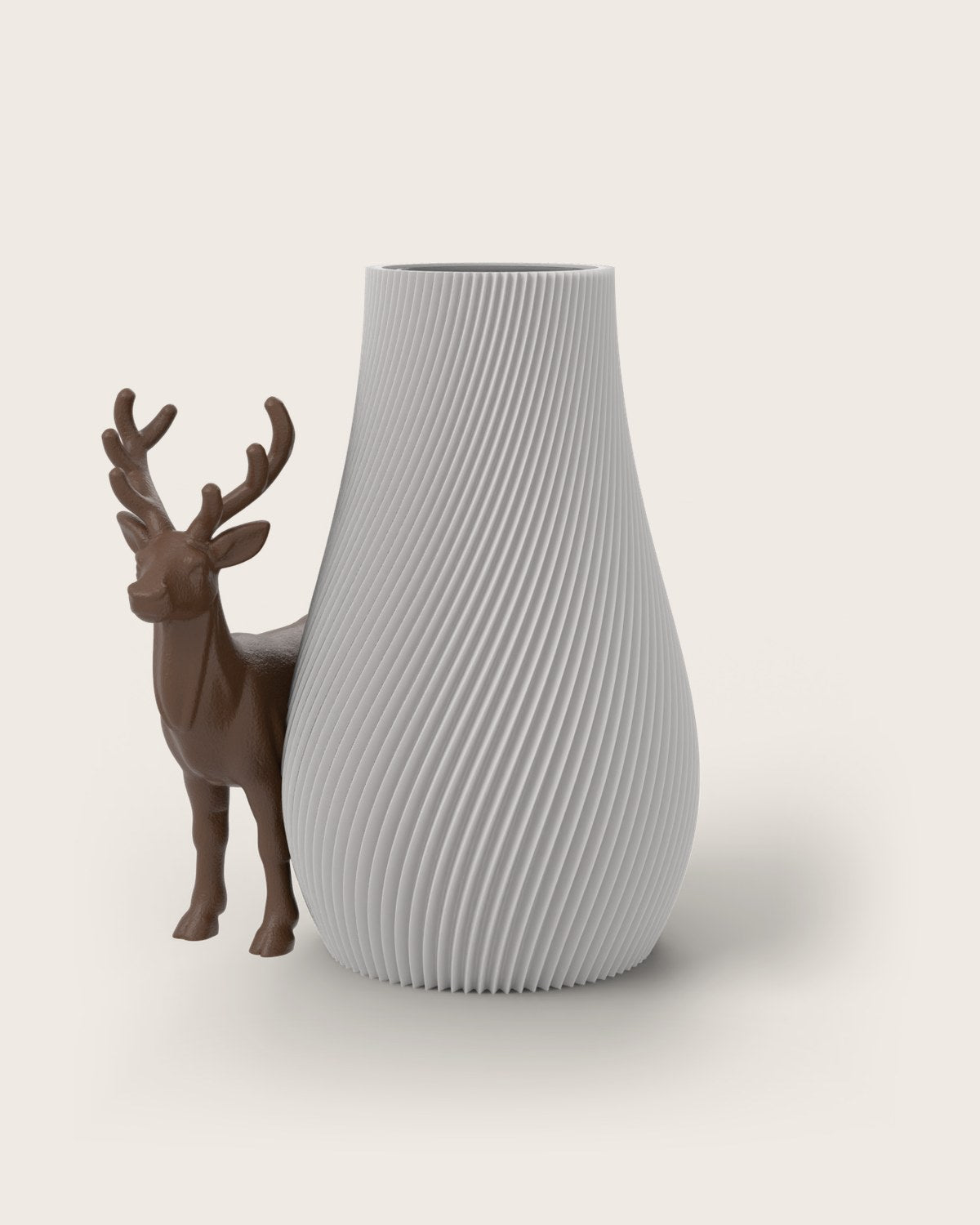 Weihnachtsvase Clipvase in Weiß mit Rentier-Clip in Kupfer