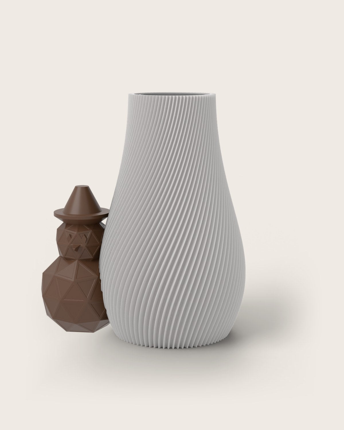 Weihnachtsvase Clipvase in Weiß mit Schneemann-Clip in Kupfer