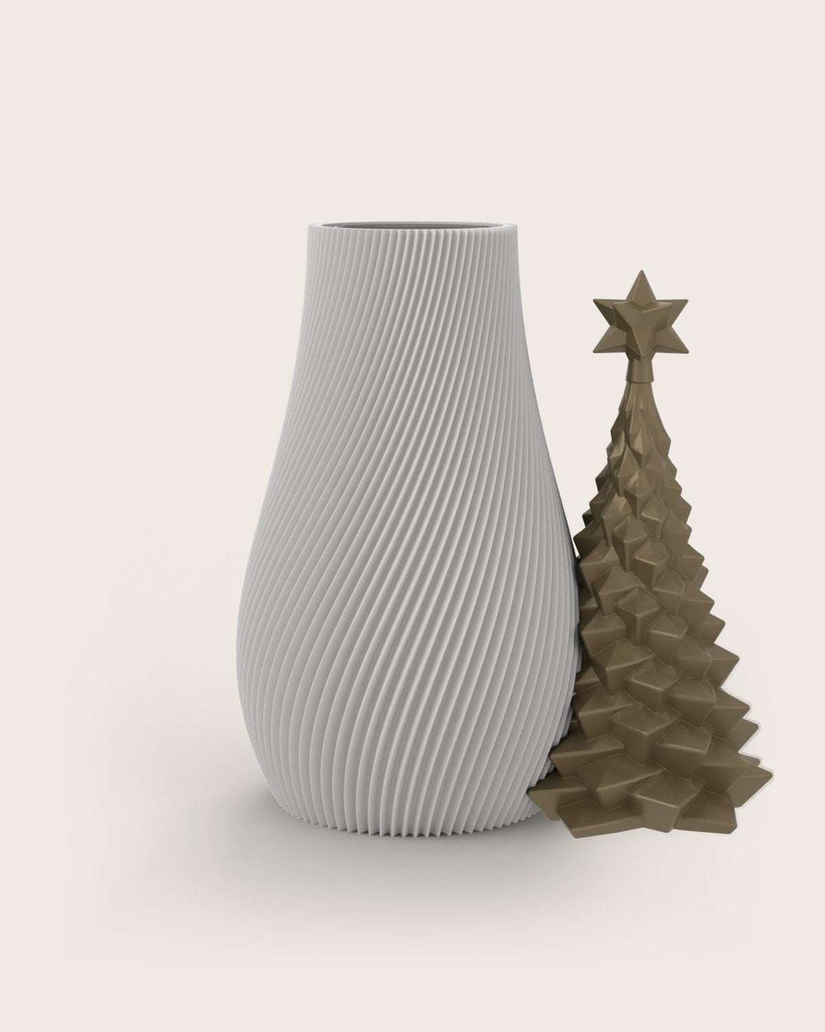 Weihnachtsvase Clipvase in Weiß mit Tannenbaum-Clip in Gold