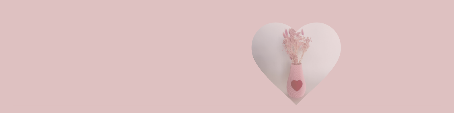 Magazin Banner mit rosanerClipvase und rotem herz Clip - Magazin zum Thema "Lieblingsstück" im Layers & Lights Magazin