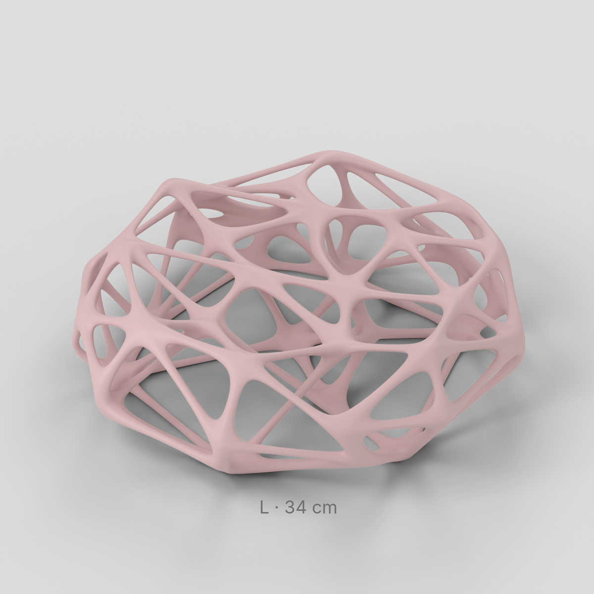 Dekoschale Größe L (34 cm) in Rosa – offene Gitterstruktur, schräg von oben