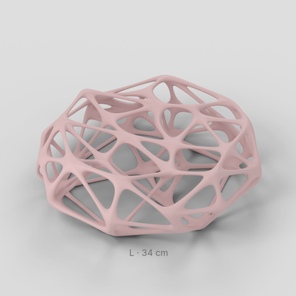 Dekoschale Größe L (34 cm) in Rosa – offene Gitterstruktur, schräg von oben