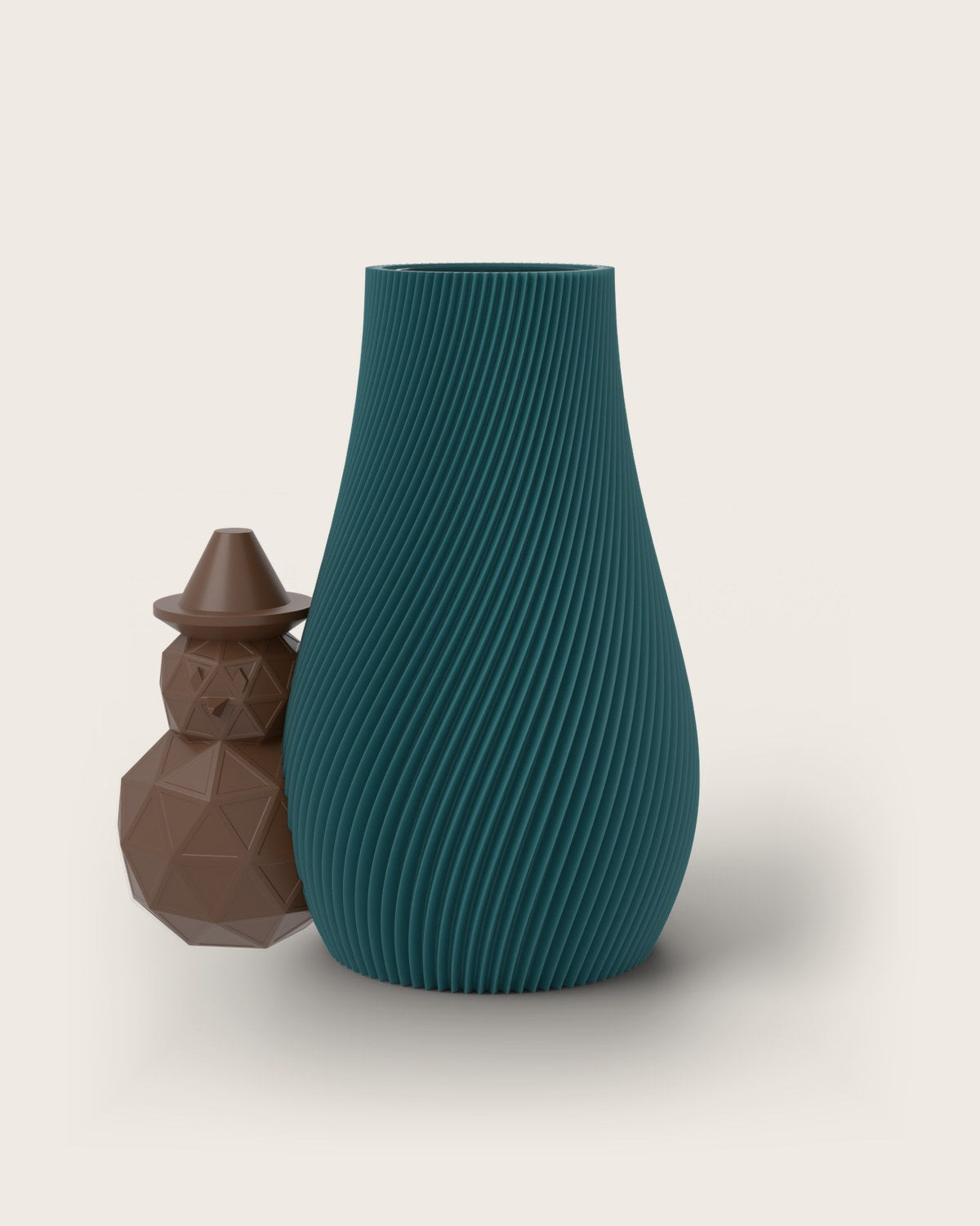 Weihnachtsvase Clipvase in Petrol mit Schneemann-Clip in Kupfer