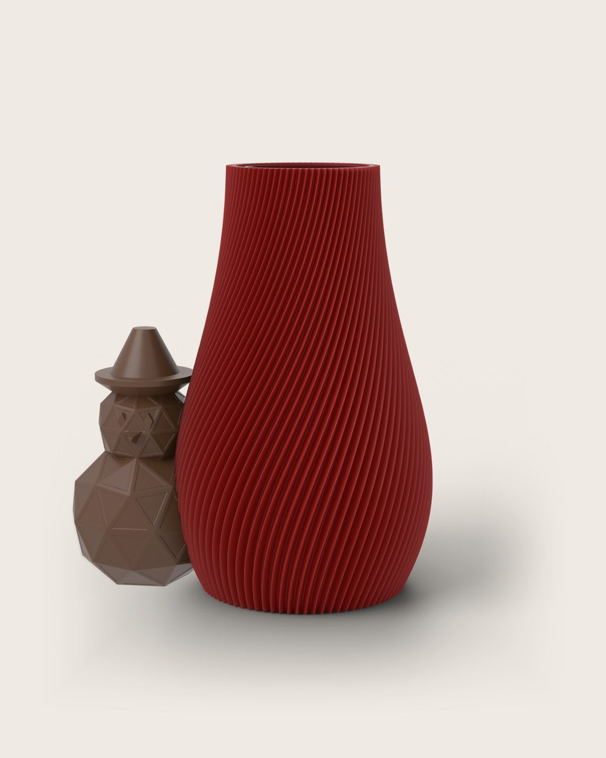 Weihnachtsvase Clipvase in Rubin mit Schneemann-Clip in Kupfer