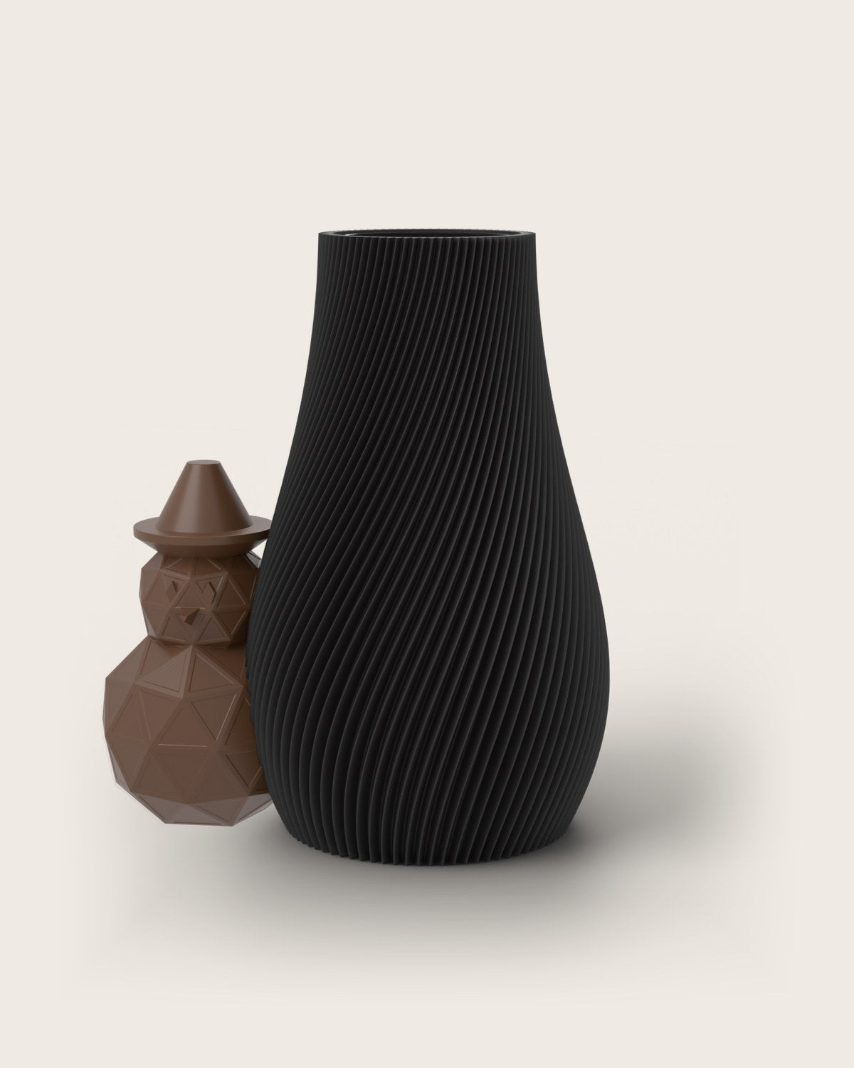 Weihnachtsvase Clipvase in Schwarz mit Schneemann-Clip in Kupfer