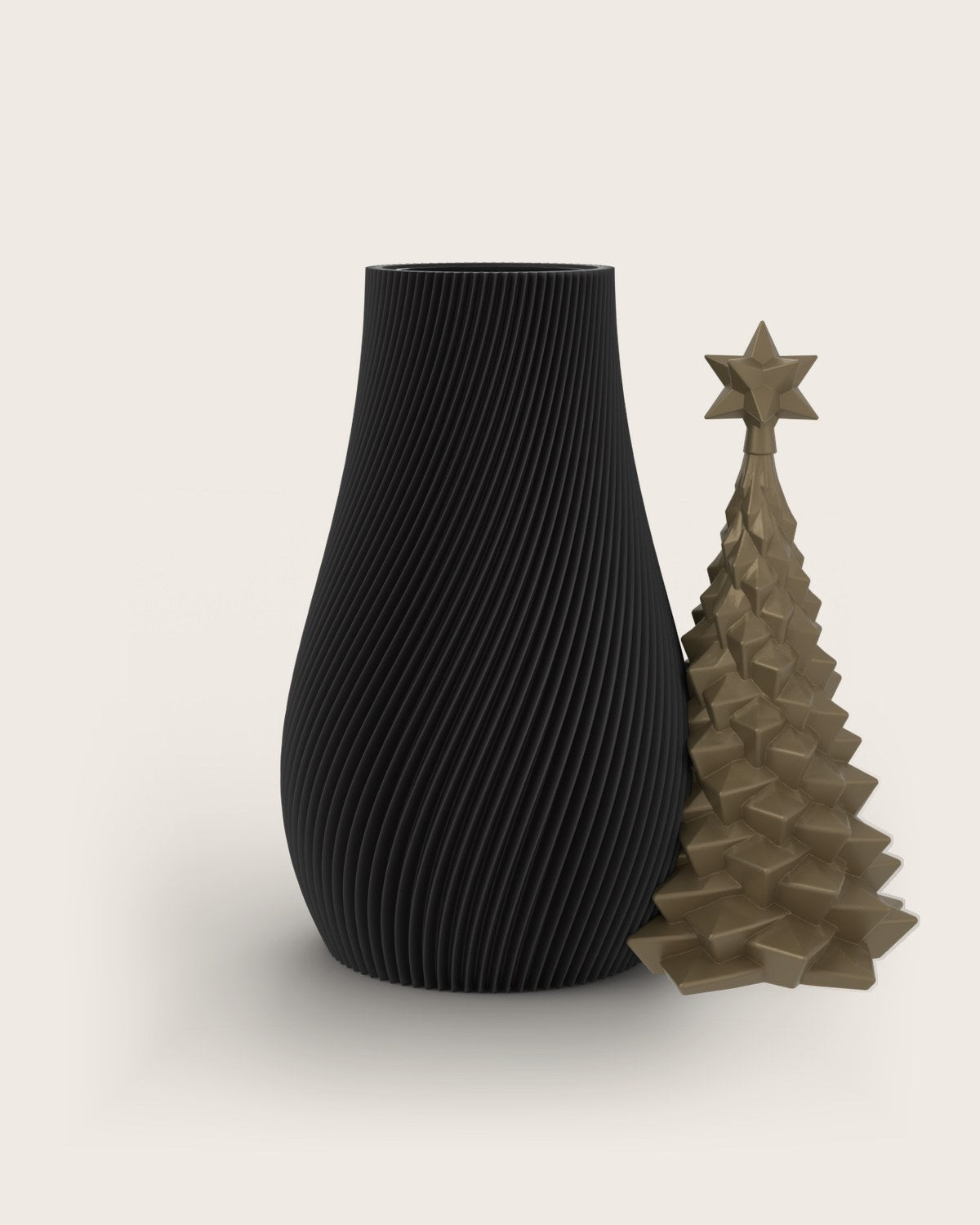 Weihnachtsvase Clipvase in Schwarz mit Tannenbaum-Clip in Gold