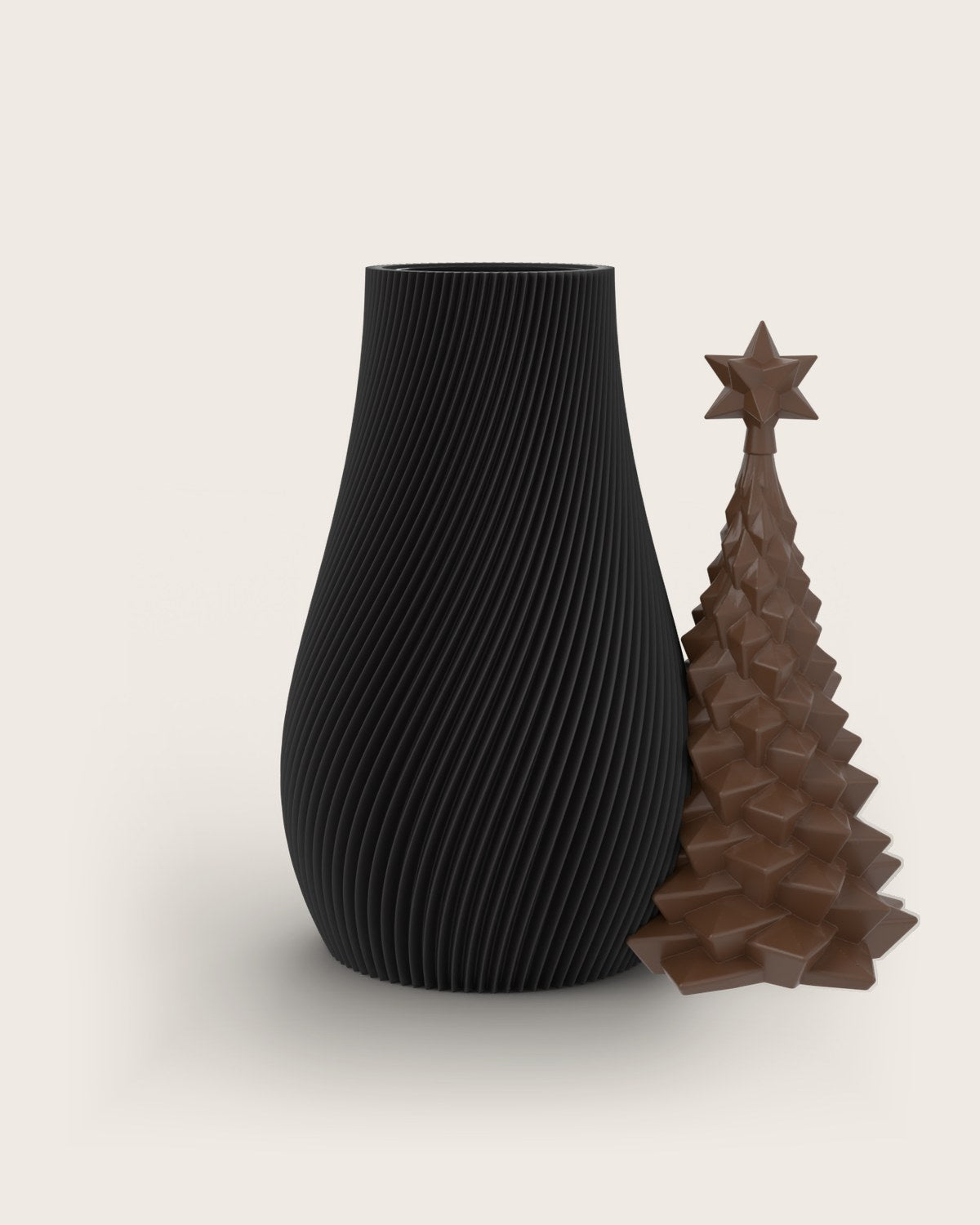 Weihnachtsvase Clipvase in Schwarz mit Tannenbaum-Clip in Kupfer
