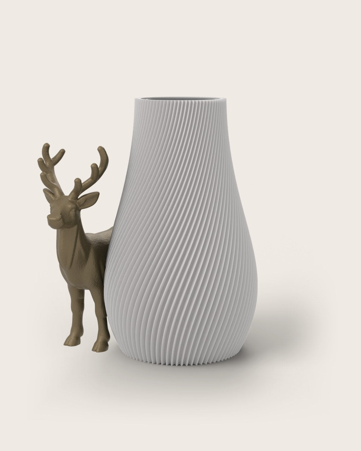 Weihnachtsvase Clipvase in Weiß mit Rentier-Clip in Gold